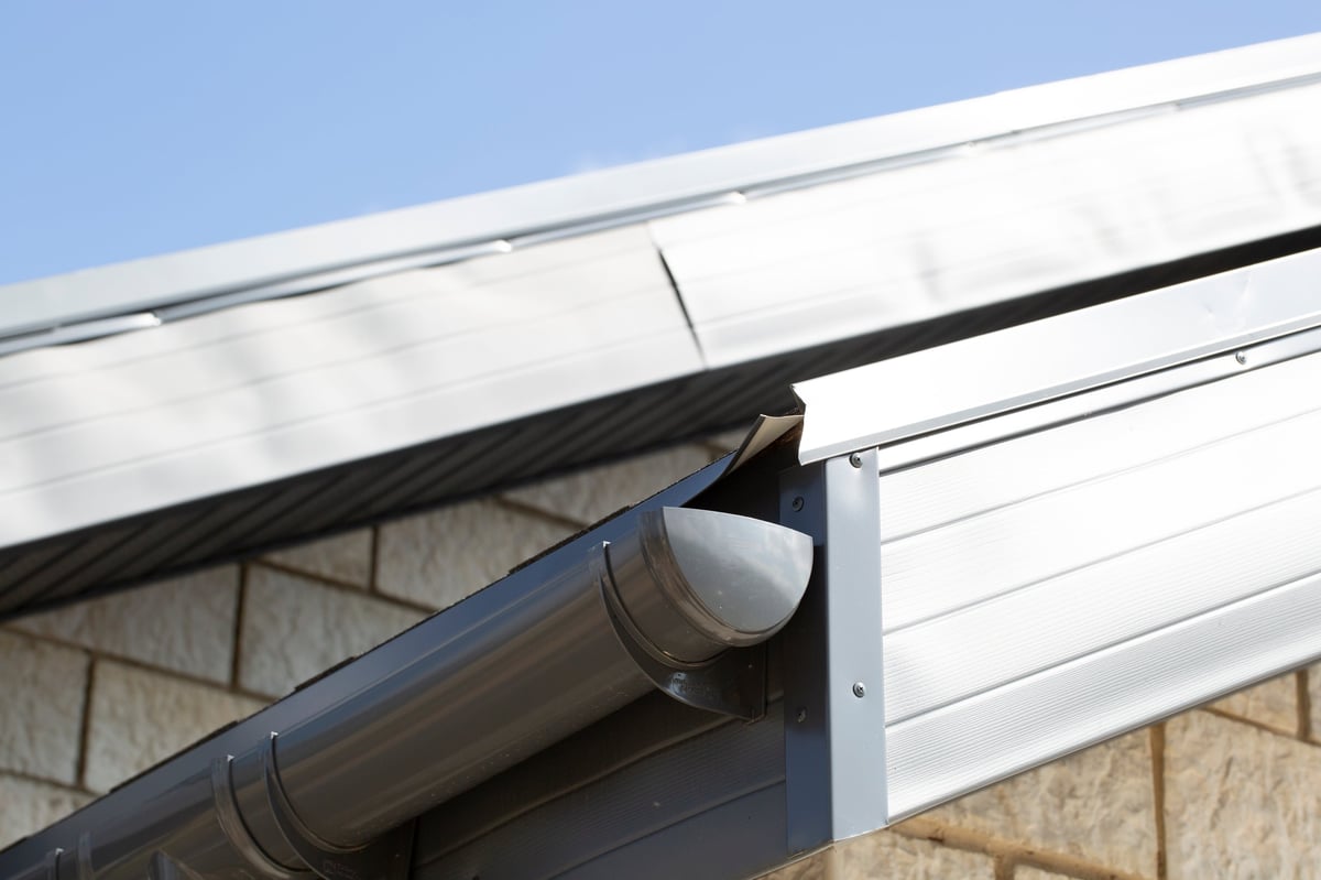 Modern guttering on modern roof roof drainage
